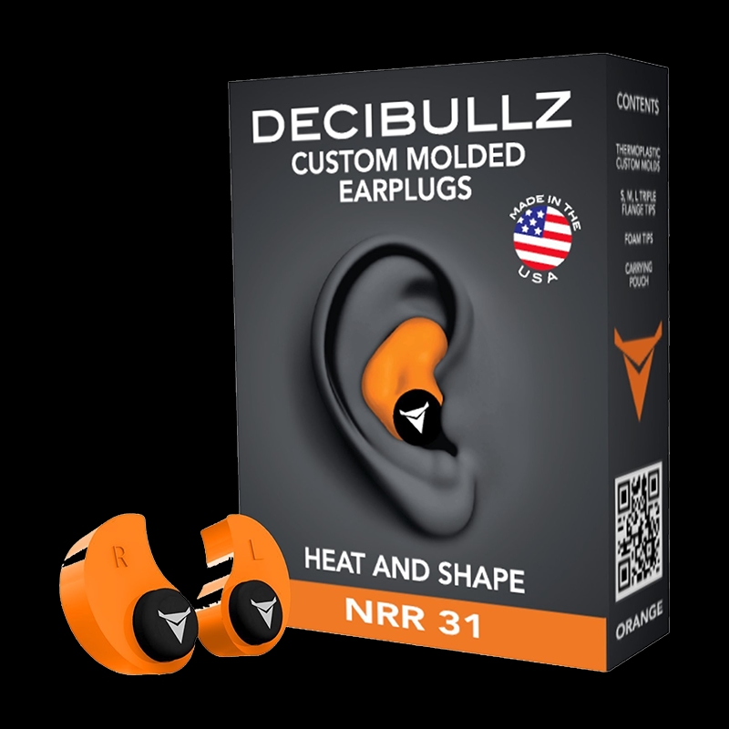 Decibullz Custom Moulded Reusable Ear Plugs Orange - Image 1