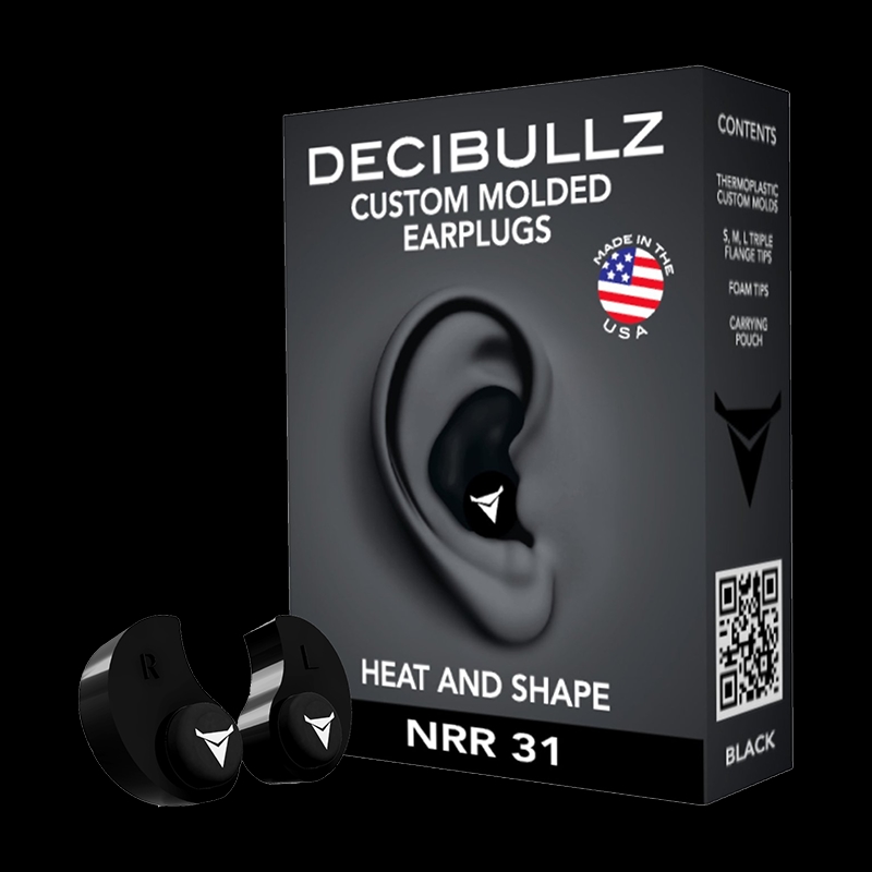 Decibullz Custom Moulded Reusable Ear Plugs Black - Image 1