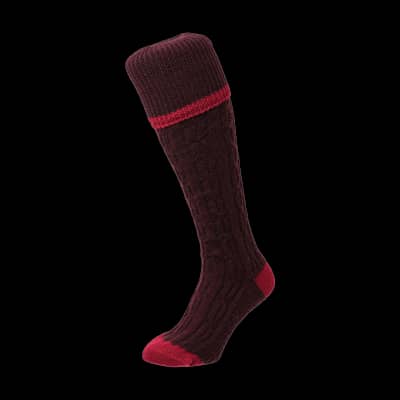 Cable Striped Shooting Socks Maroon