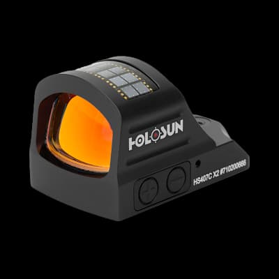 Holosun 407C X2 - 2 MOA Red Dot Solar Powered Reflex Sight