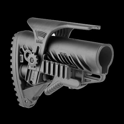 FAB Defense GLR16 Collapsible Buttstock With Cheekriser And Rail Black