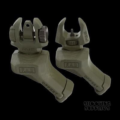 FAB Defense Front And Rear Offset Folding Sights Green