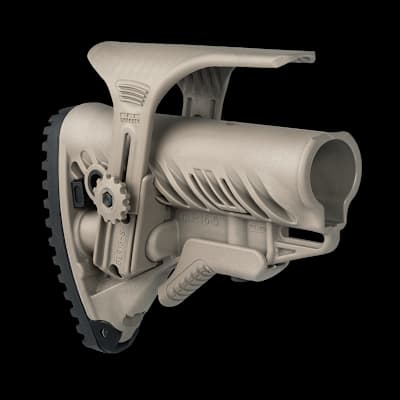 FAB Defense GLR16 Collapsible Buttstock With Cheekriser Tan