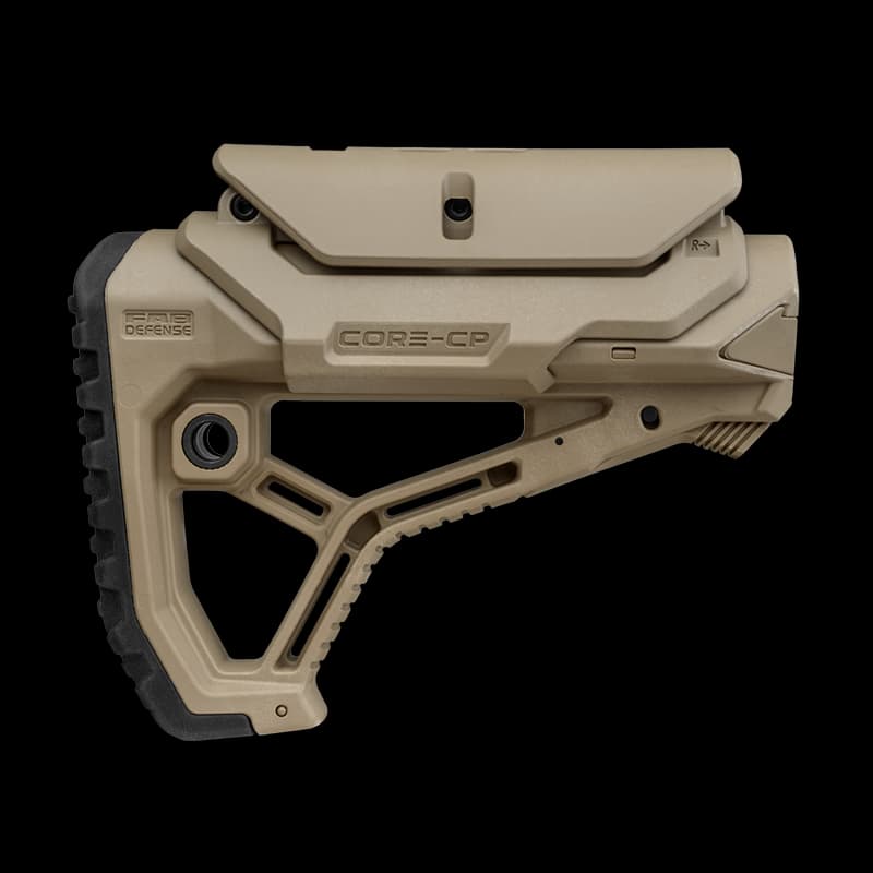 FAB Defense GL Core Collapsible AR15 Buttstock With Cheekriser Tan - Image 1