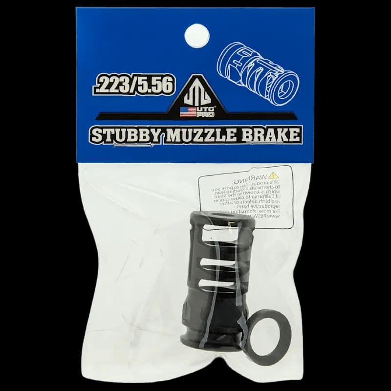 UTG PRO AR15 Muzzle Brake .223cal 1/2"x28 1.75" Stubby - Image 4