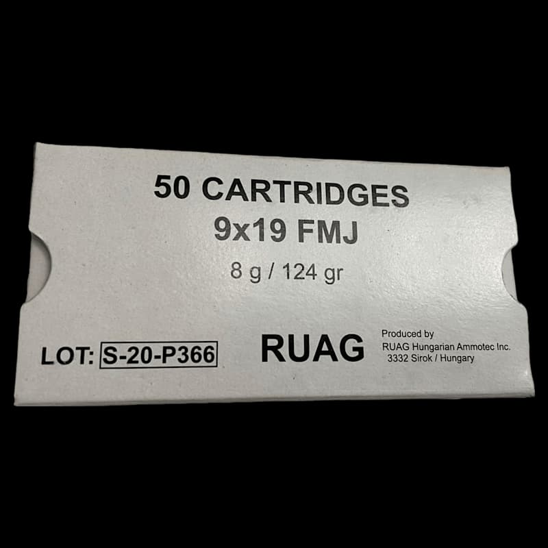 Ruag 9 mm Luger 124gr FMJ Ammunition - Image 1