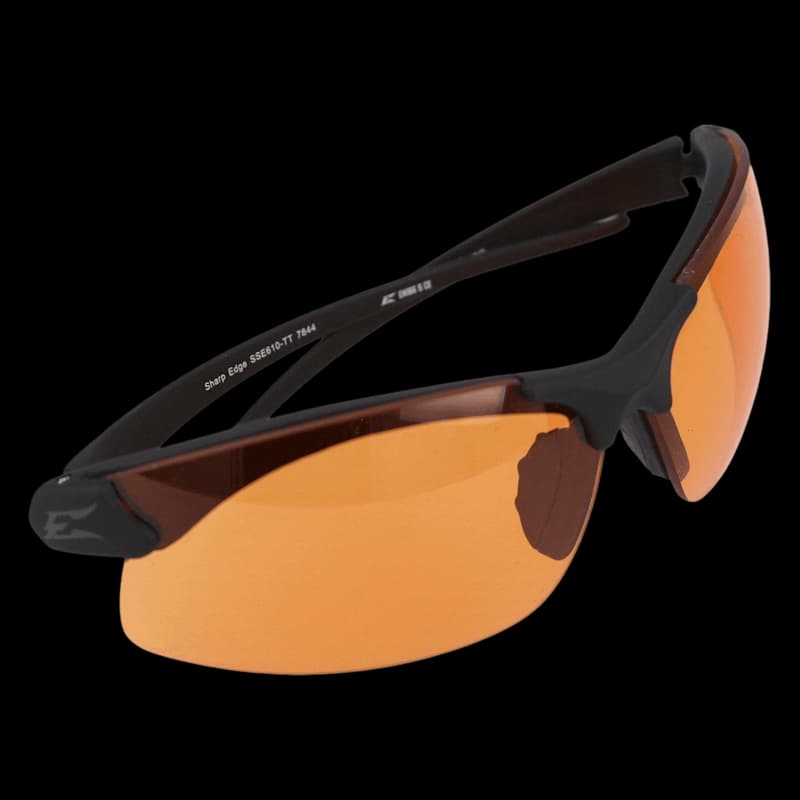 Edge Sharp Edge Shooting Glasses, Tiger Eye, Thin Temple, Black Frame - Image 2