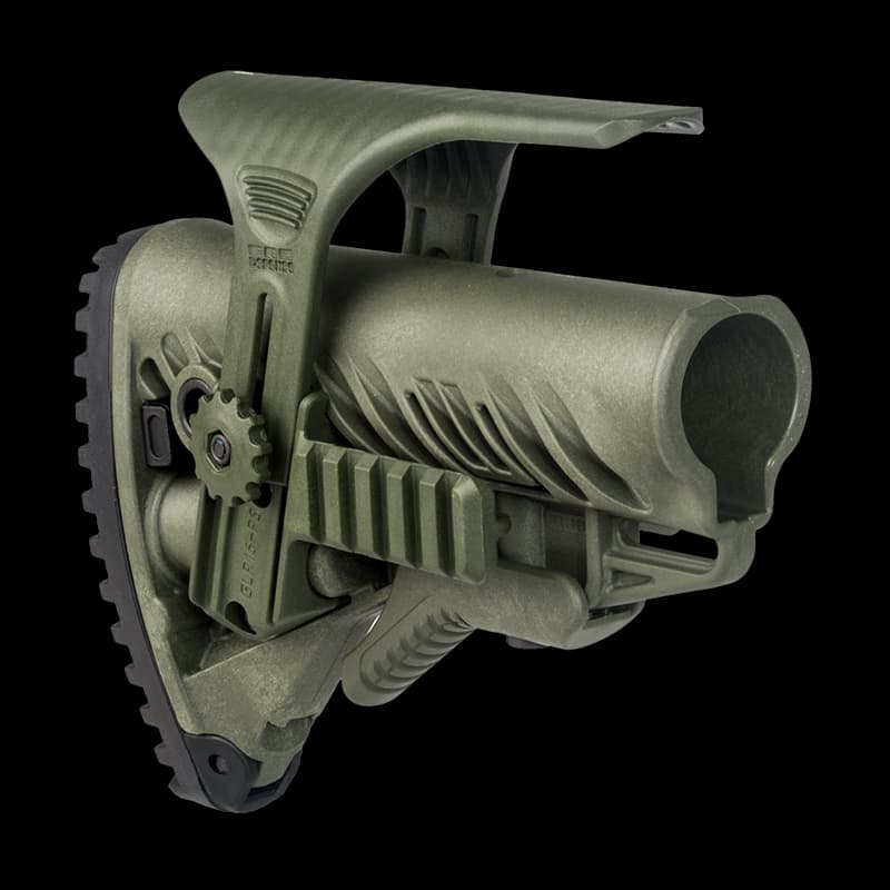 FAB Defense GLR16 Collapsible Buttstock With Cheekriser And Rail Green - Image 1