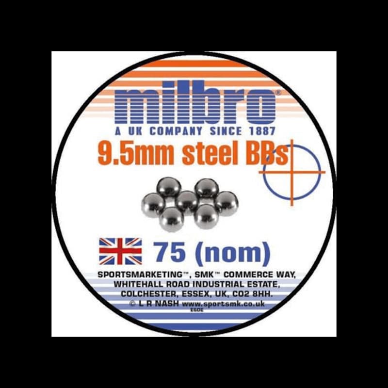 Milbro 9.5 mm Steel Slingshot BB (Bag of 75) - Image 1