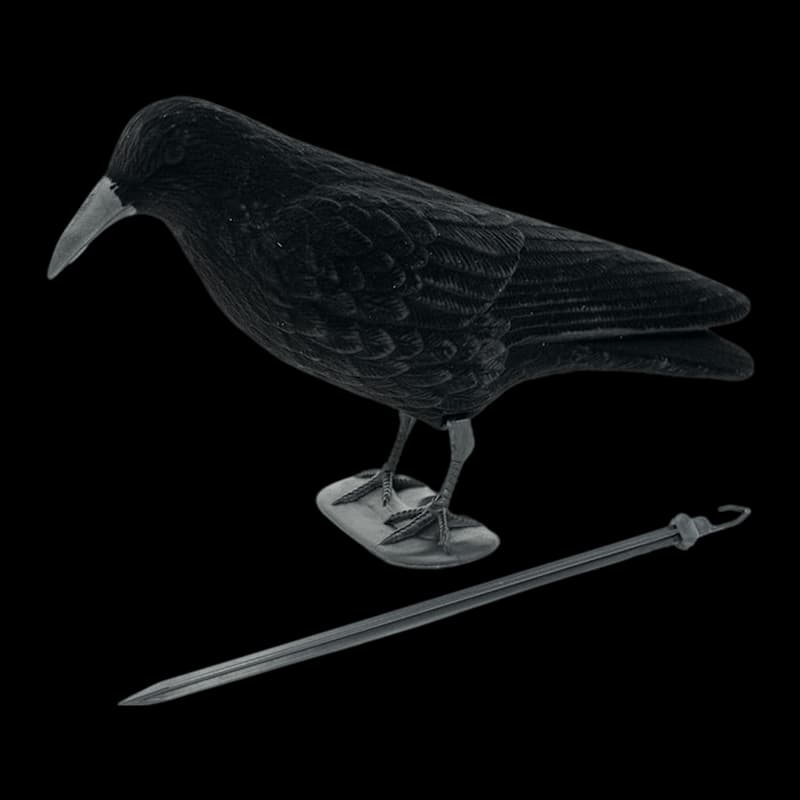 Flocked Crow Decoy With Stake - Image 1