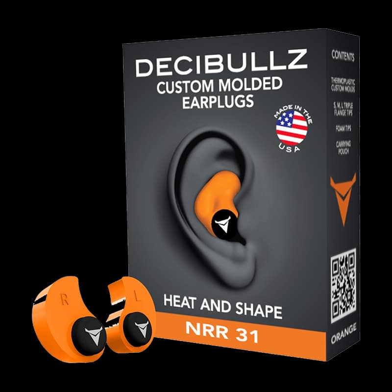Decibullz Custom Moulded Reusable Ear Plugs Orange - Image 1