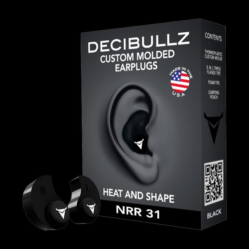 Decibullz Custom Moulded Reusable Ear Plugs Black - Image 1