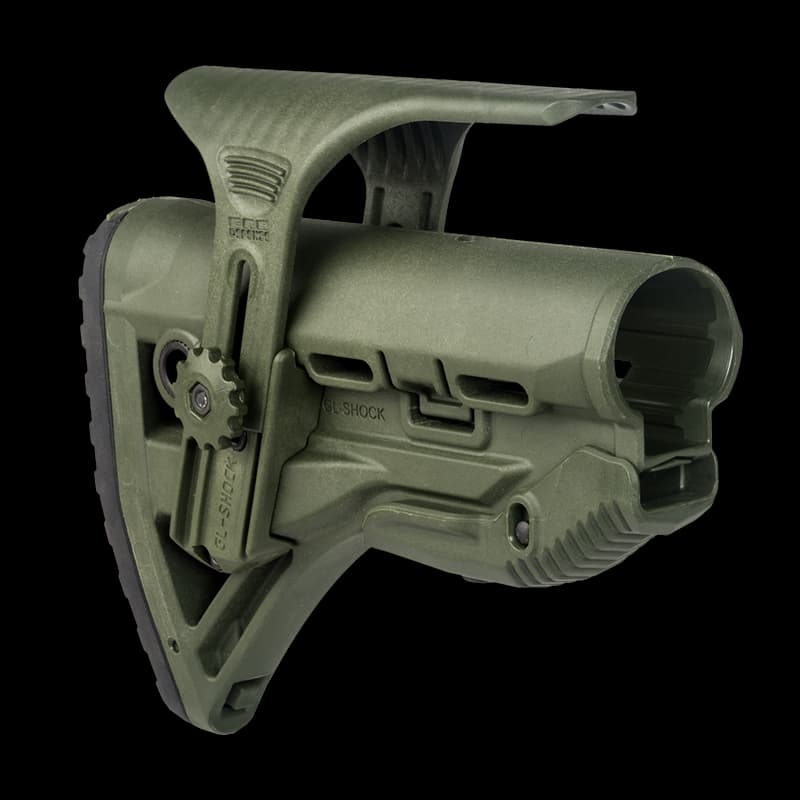 FAB Defense GL Shock Collapsible AR15 Buttstock With Cheekriser Green - Image 1