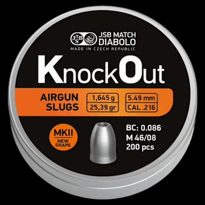 Buy JSB Knockout Slugs MKII .22cal .216  25.39Gr 5.49 mm (200) at Shooting Supplies
