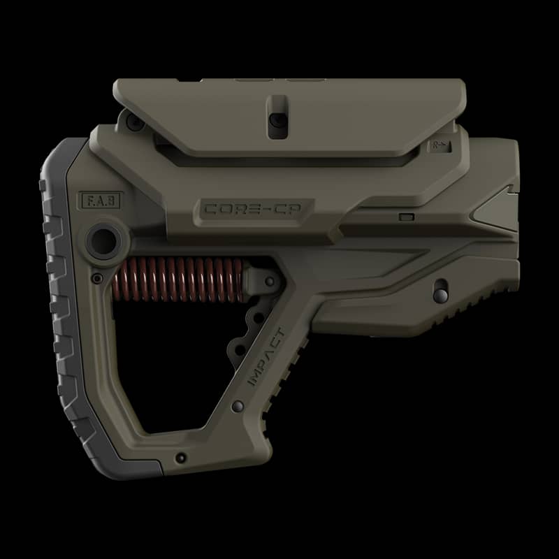FAB Defense GL Core Impact Collapsible AR15 Buttstock With Cheekriser Green - Image 1