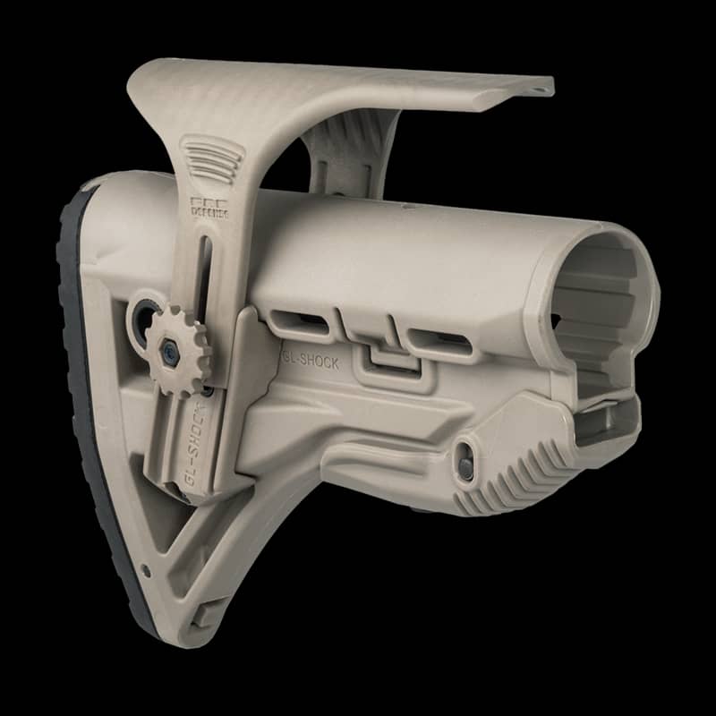 FAB Defense GL Shock Collapsible AR15 Buttstock With Cheekriser Tan - Image 1