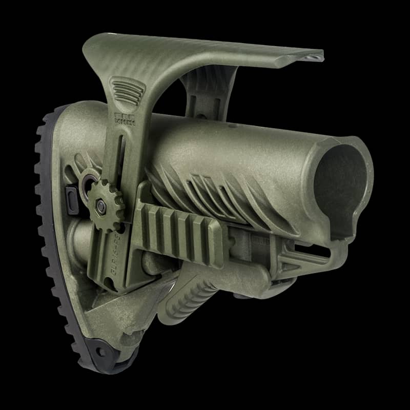 FAB Defense GLR16 Collapsible Buttstock With Cheekriser And Rail Green - Image 1