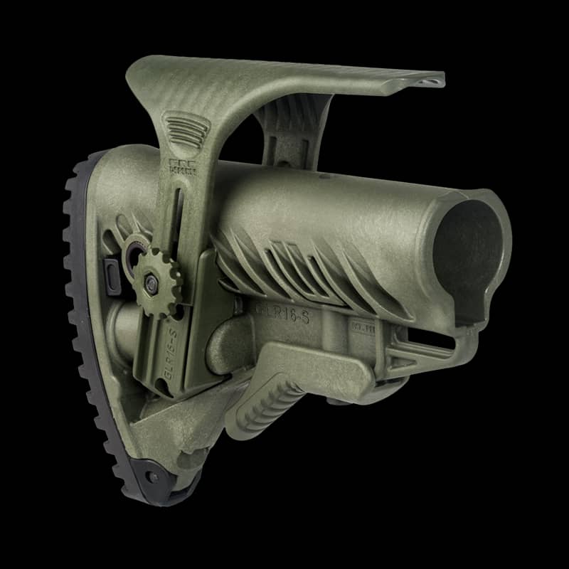 FAB Defense GLR16 Collapsible Buttstock With Cheekriser Green - Image 1