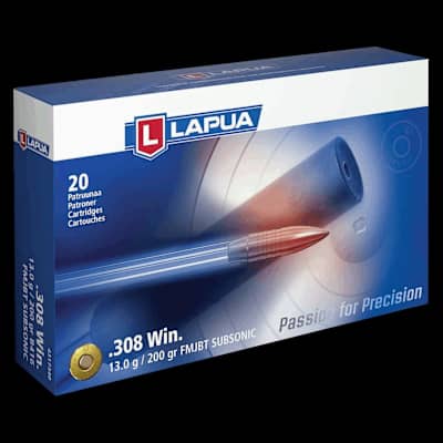 Lapua .308 Cal Subsonic BT 200gr FMJ Ammo