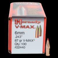 HORNADY V-MAX 6MM 87GR BULLETS (100)