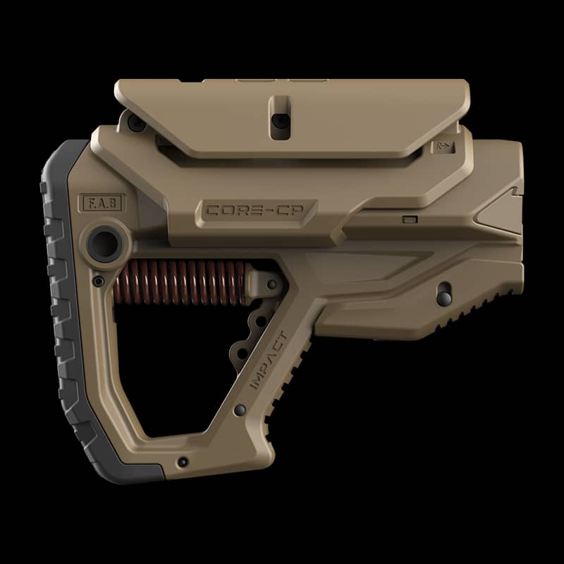 FAB Defense GL Core Impact Collapsible AR15 Buttstock With Cheekriser Tan - Image 1