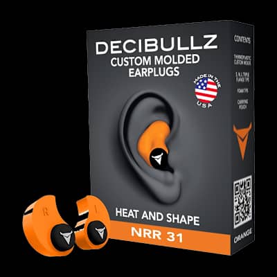 Decibullz Custom Moulded Reusable Ear Plugs Orange