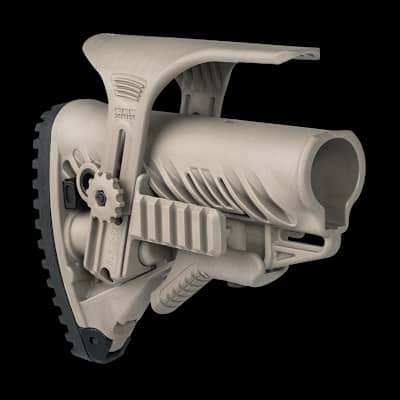 FAB Defense GLR16 Collapsible Buttstock With Cheekriser And Rail Tan